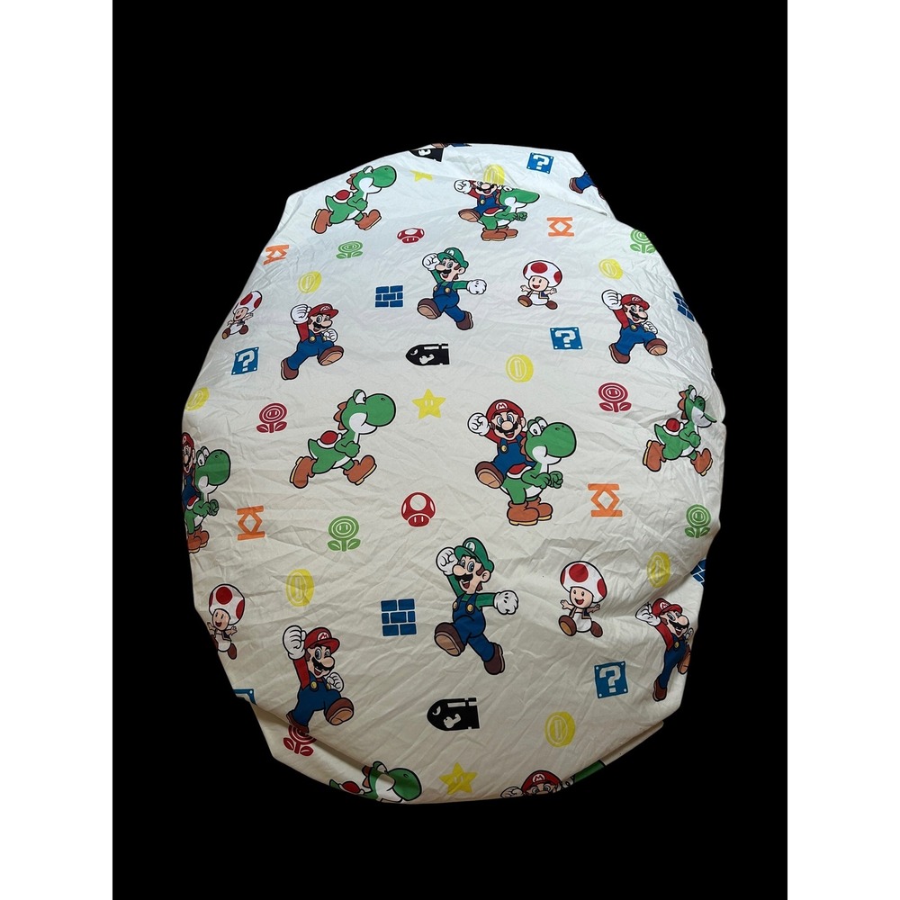 Nintendo Super Mario Twin Fitted Sheet Mario Luigi Yoshi Toad Bedding White
